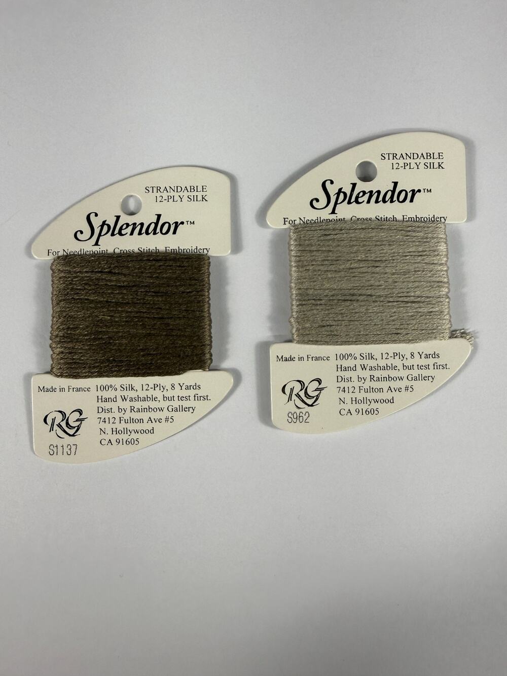 Rainbow Gallery Splendor 12-Ply Silk Thread Cards Lot of 2 S962 S1137